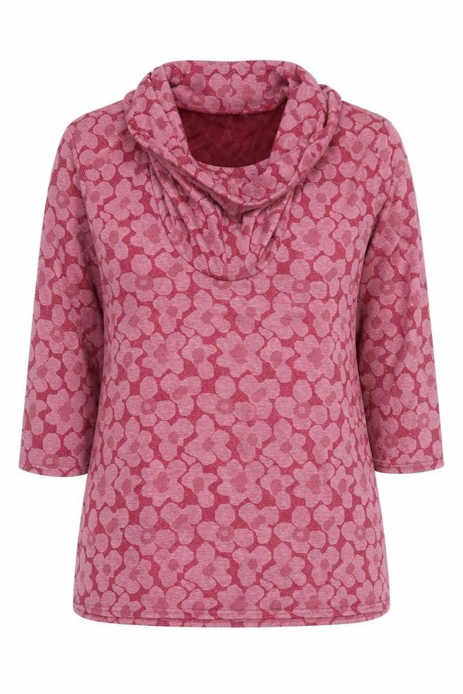 Bassini Women's Pink Floral Cowl Neck Pullover Jumper Size 16