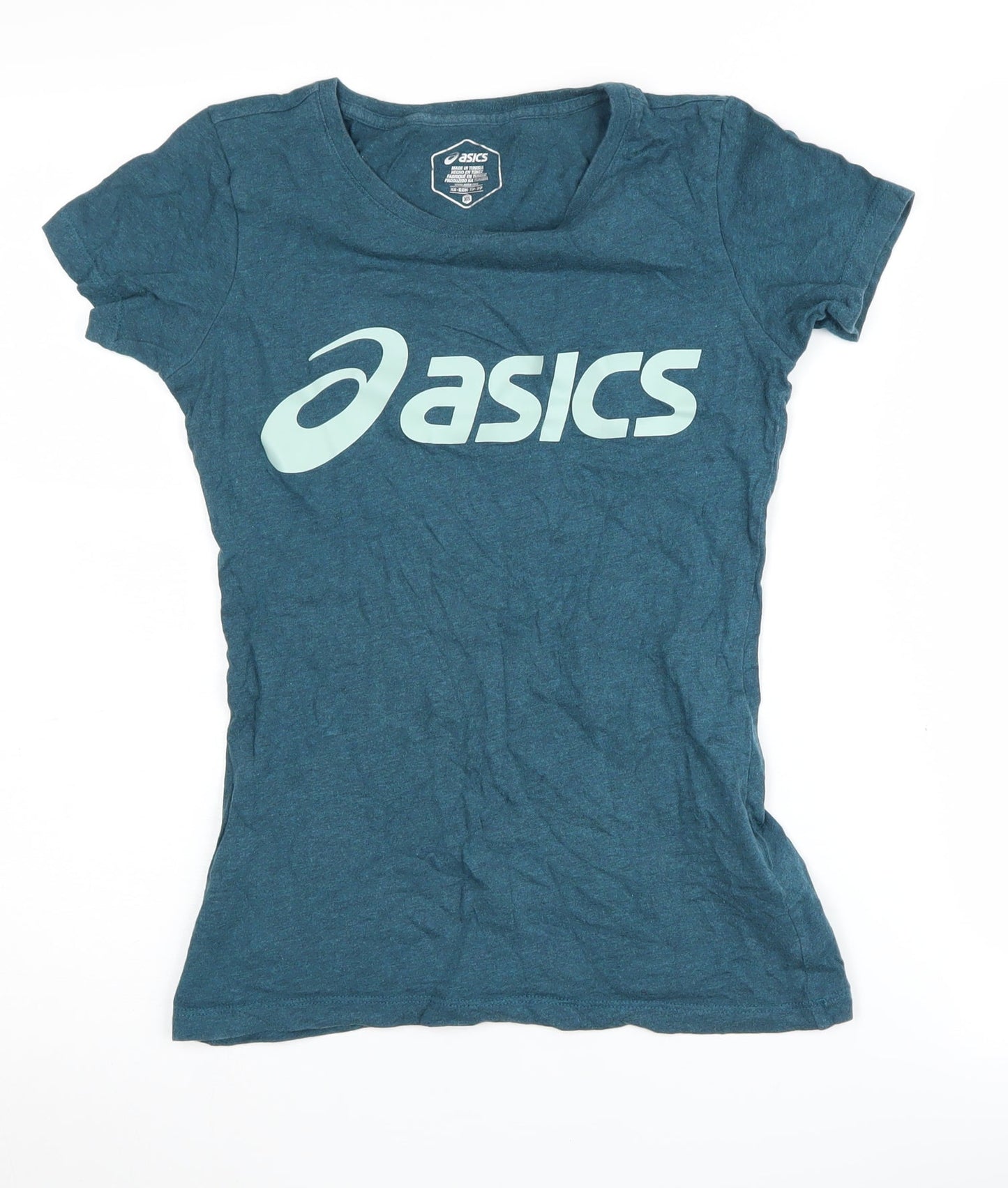 Asics Women's XS Blue Crew Neck T-Shirt, 100% Cotton
