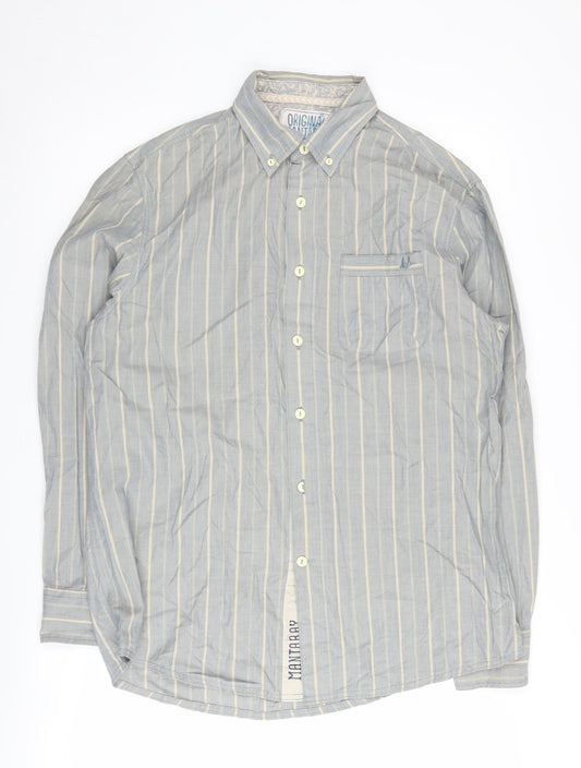 Mantaray Grey Men's M Button-Up Striped Shirt