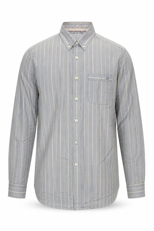 Mantaray Grey Men's M Button-Up Striped Shirt