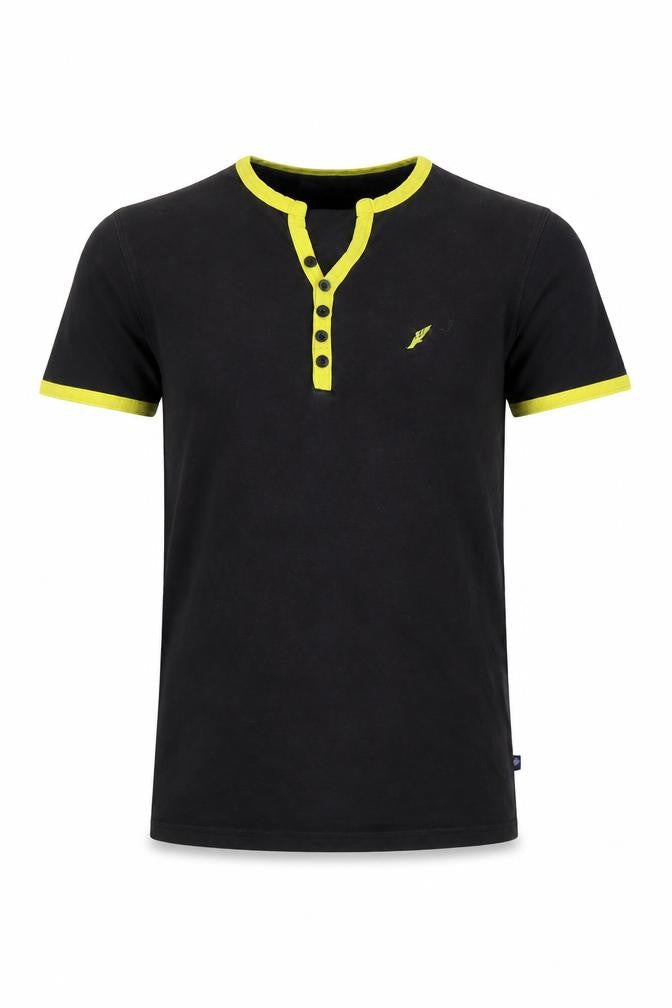 Brook Haven Men's Black Henley T-Shirt Medium