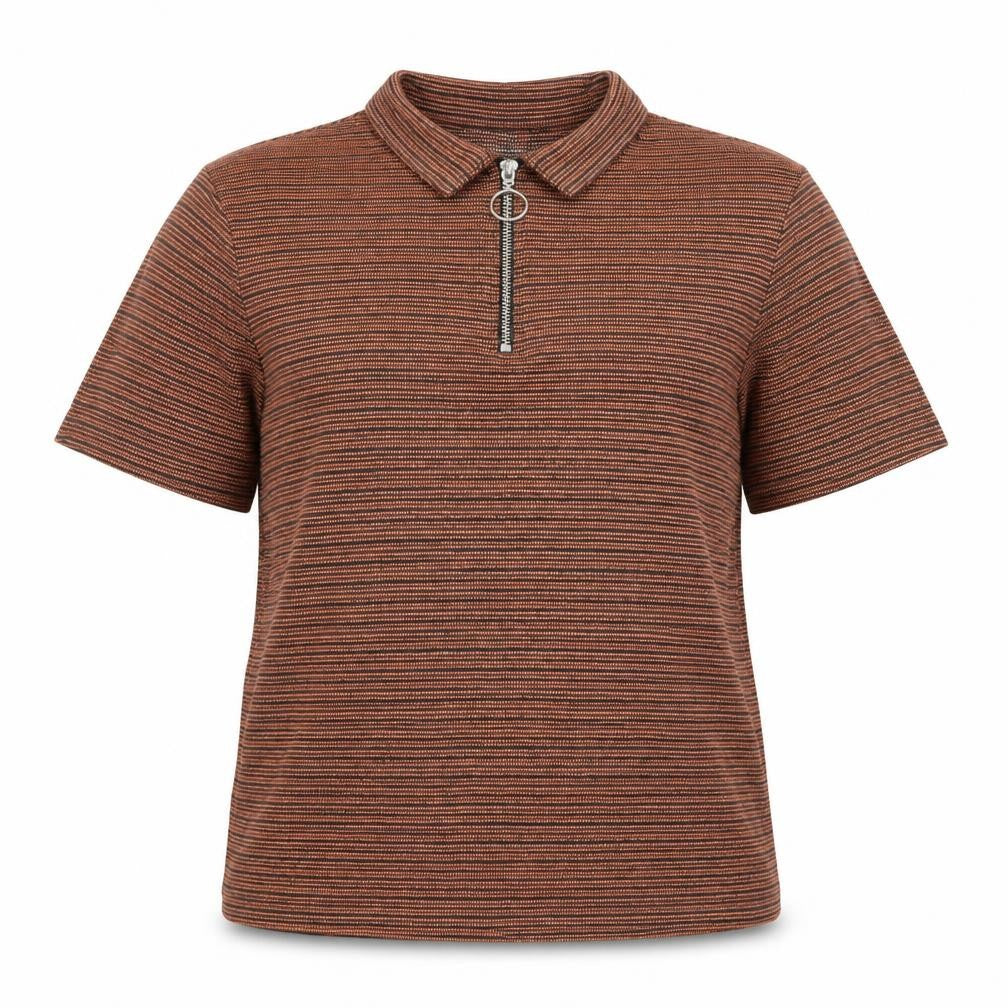 ASOS DESIGN Women's Brown Polo Shirt, M, Collared Zip Accent