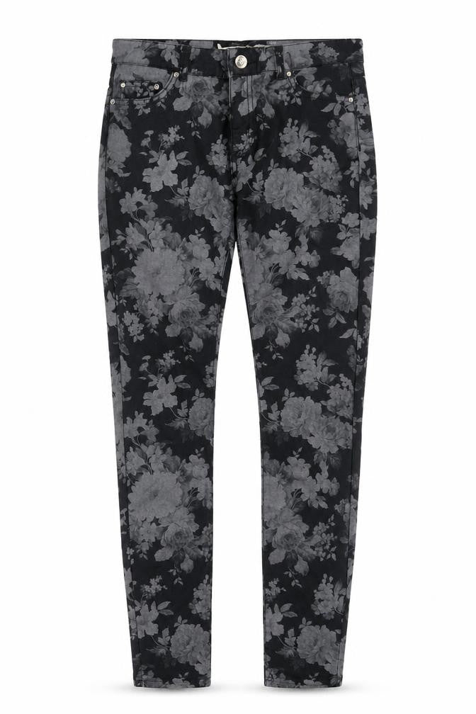 Liz Claiborne Women's Black Floral Slim Ankle Jeans