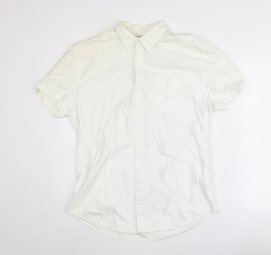 Next Men's White Cotton Button-Up Shirt M