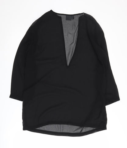 Additional front view of ASOS Black Women's V-Neck Blouse, 3/4 Sleeve, size M