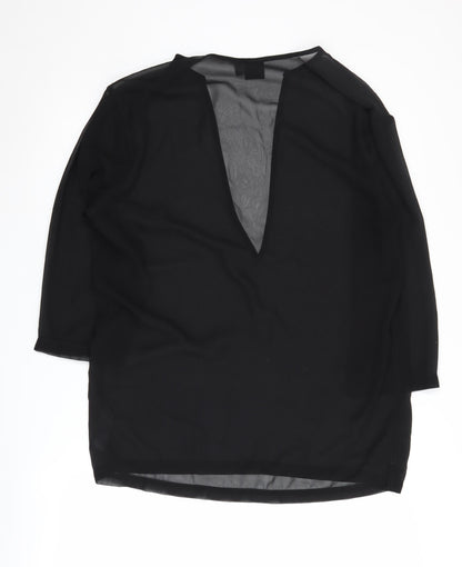 Back view of ASOS Black Women's V-Neck Blouse, 3/4 Sleeve, size M