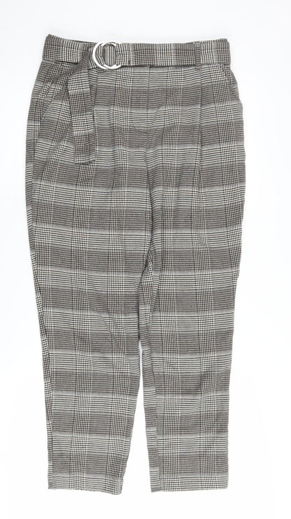 Next Women's Black Check Trousers 10L Business Casual