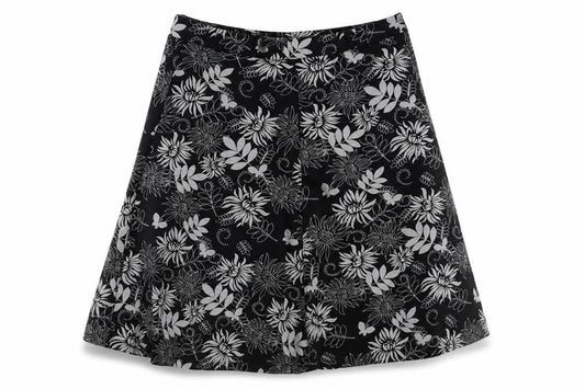 Damart Women's Black Floral A-Line Knee-Length Skirt