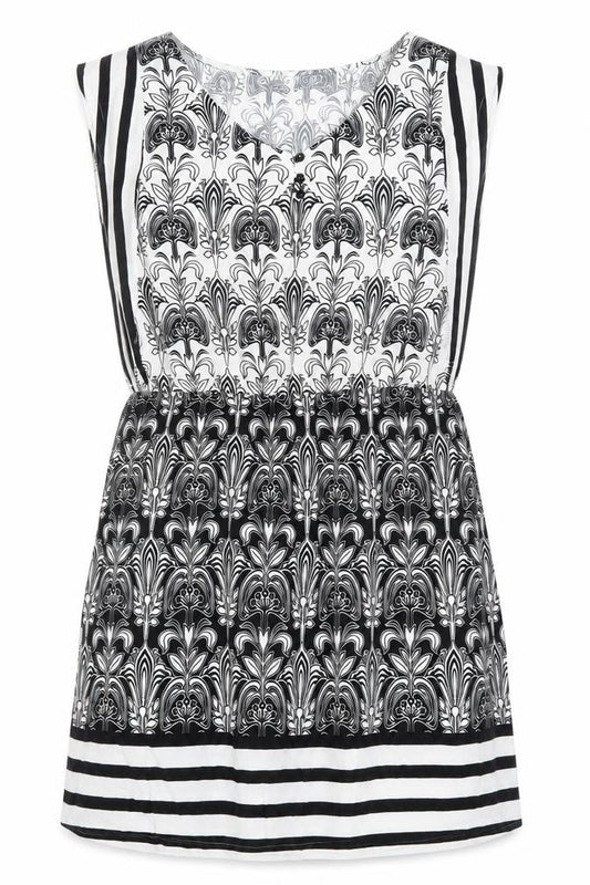Dorothy Perkins Women's Black White Floral Shift Dress Size 14