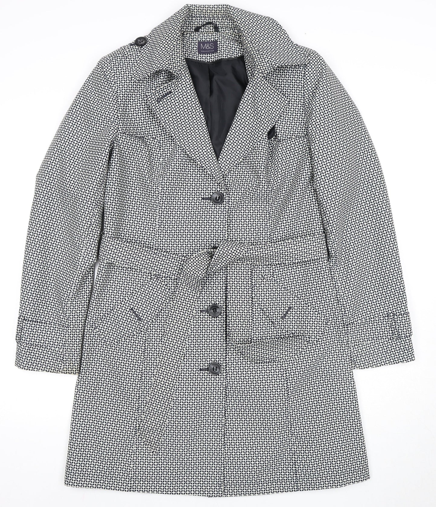 Marks and Spencer Women's Black Trench Coat - Size 10