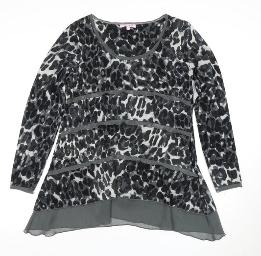 Marks and Spencer Women's Grey Animal Print Tunic - Size 12