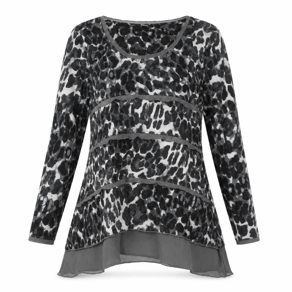Marks & Spencer Women's Grey Animal Print Tunic - Size 12