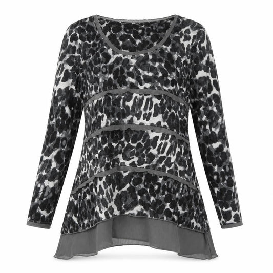 Marks and Spencer Women's Grey Animal Print Tunic - Size 12