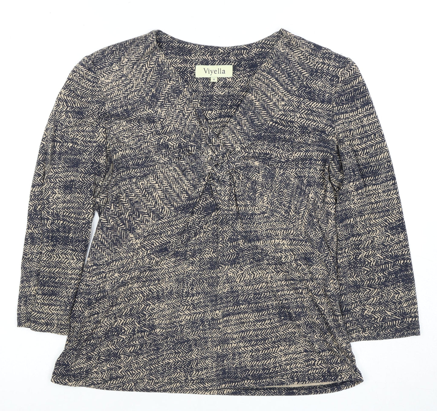 Viyella Women's Blue Knit Top Medium 3/4 Sleeve