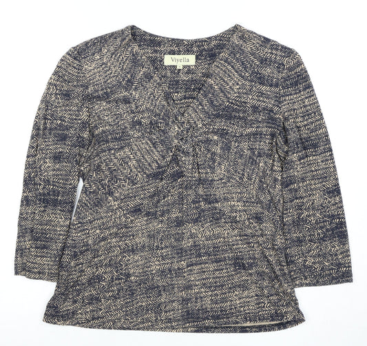 Viyella Women's Blue Knit Top Medium 3/4 Sleeve