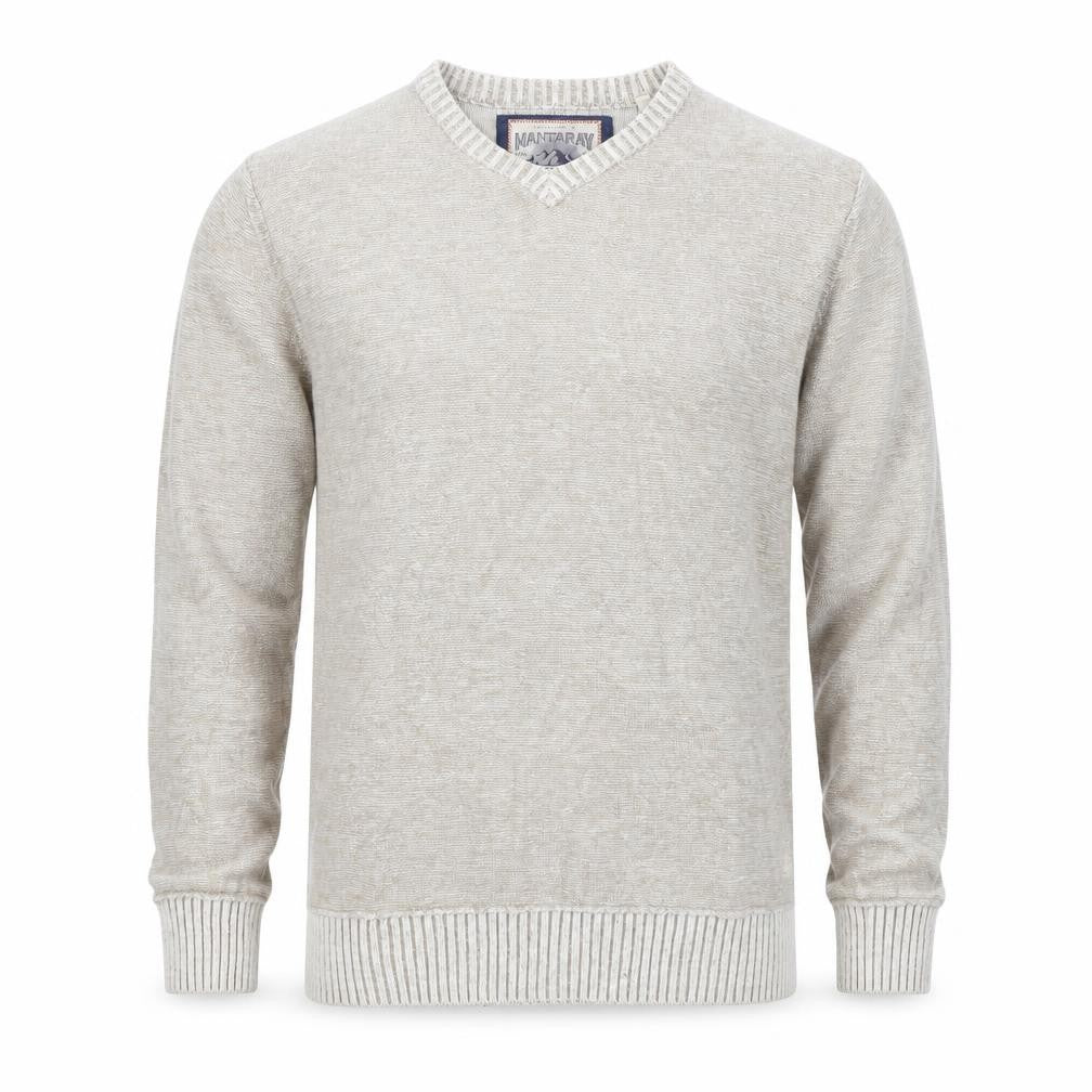 Mantaray Men's Beige V-Neck Pullover Jumper S