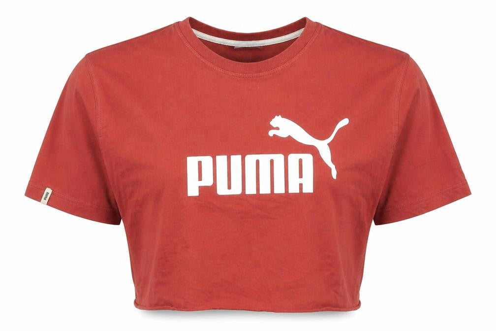 Puma Women's Red Cropped T-Shirt S Crew Neck