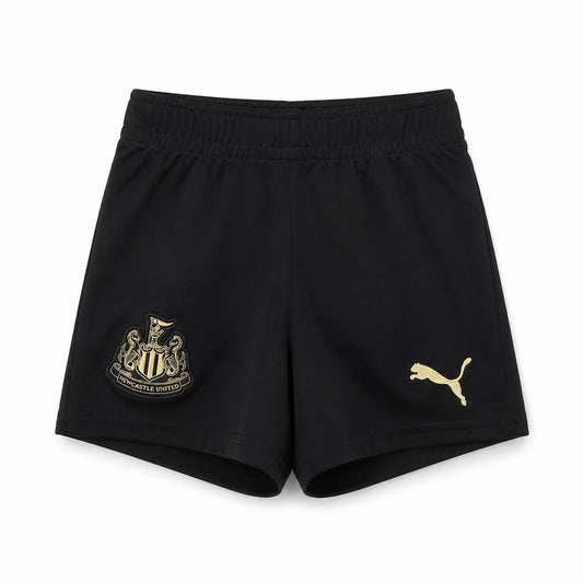 Front view of Puma boys’ black active shorts, size 12-18, months