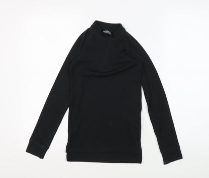 Additional front view of Trespass boys’ black mock neck long sleeve pullover, 7-8 years