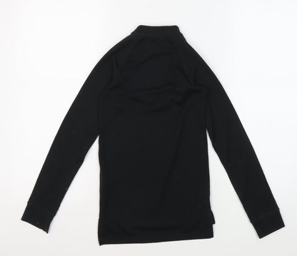 Back view of Trespass boys’ black mock neck long sleeve pullover, 7-8 years