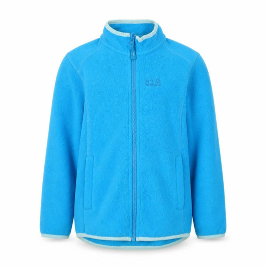 Front view of Jack Wolfskin girls’ blue fleece full zip sweatshirt 7-8 years