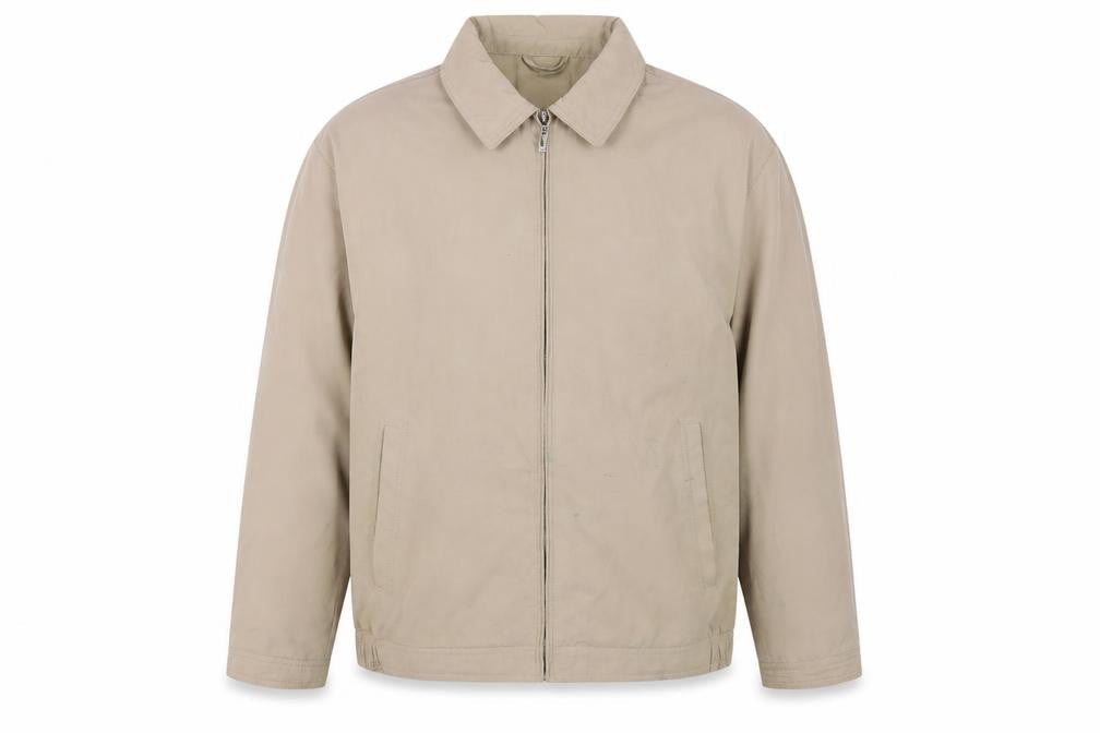 Greenwoods Men's Beige XL Basic Jacket with Zip Closure