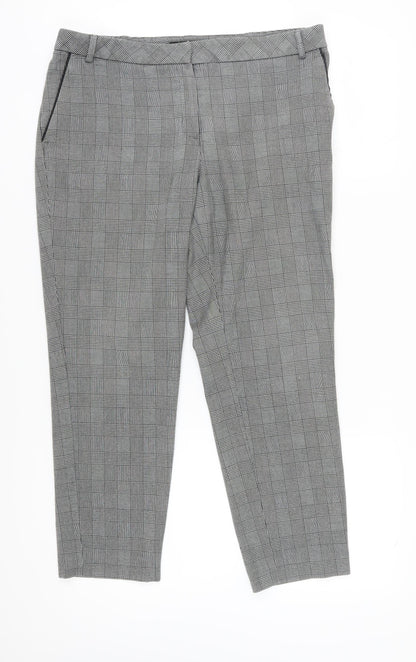 Next Women's Grey Check Trousers Size 14