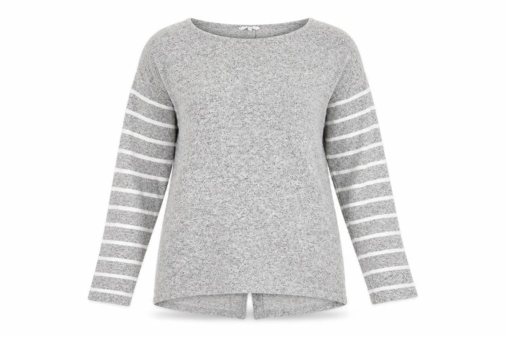Next Women's Grey Striped Long Sleeve Blouse UK 14