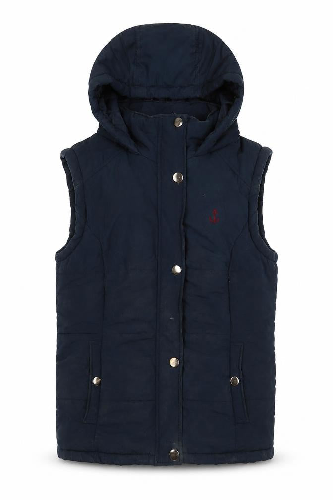 Blonde + Blonde Women's Blue Hooded Puffer Vest