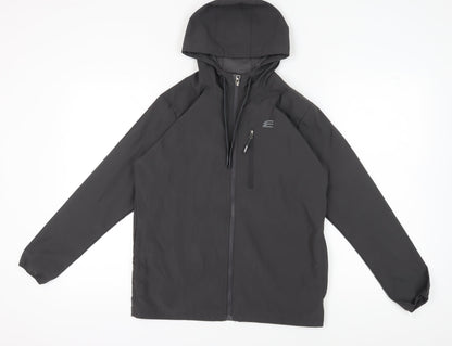 Elgini Men's Black Hooded Windbreaker Jacket M