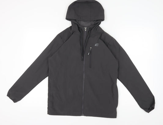 Elgini Men's Black Hooded Windbreaker Jacket M