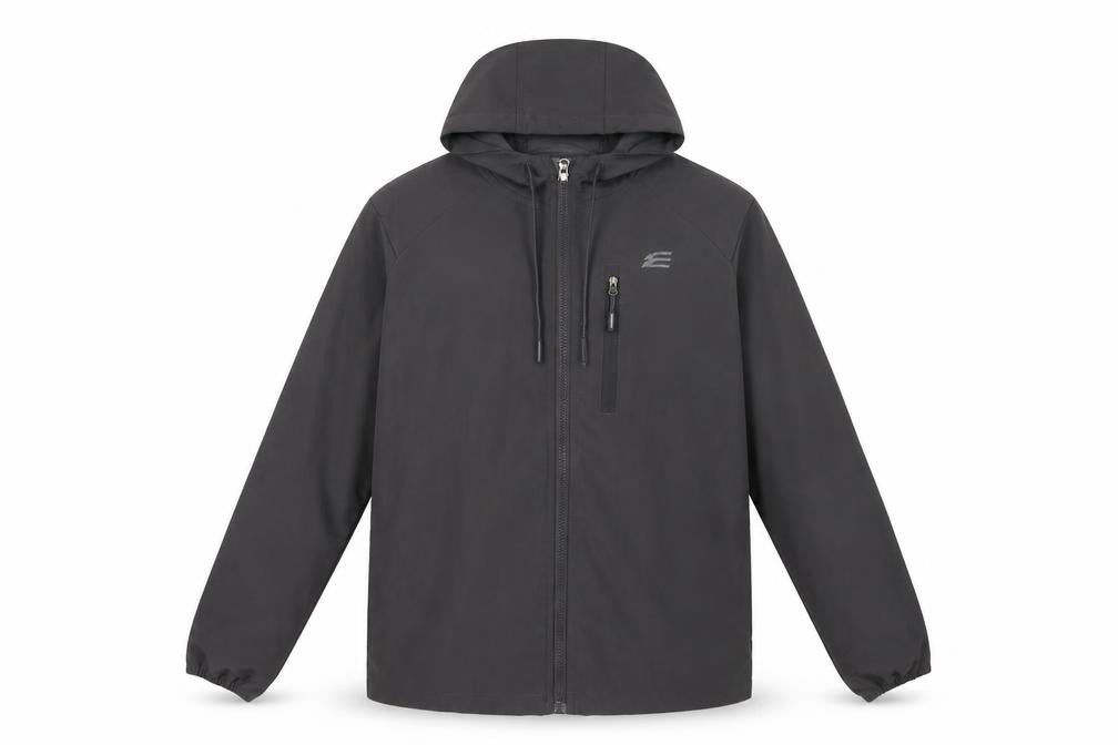 Elgini Men's Black Hooded Windbreaker Jacket M