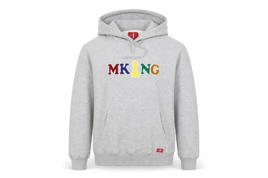 M KING Men's Grey Hoodie L - Embroidered Pullover