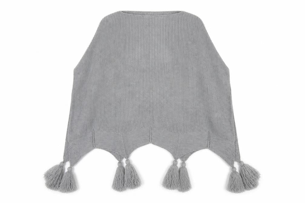 Vince Camuto Women's Grey Cape, One Size, Lightweight Tasselled