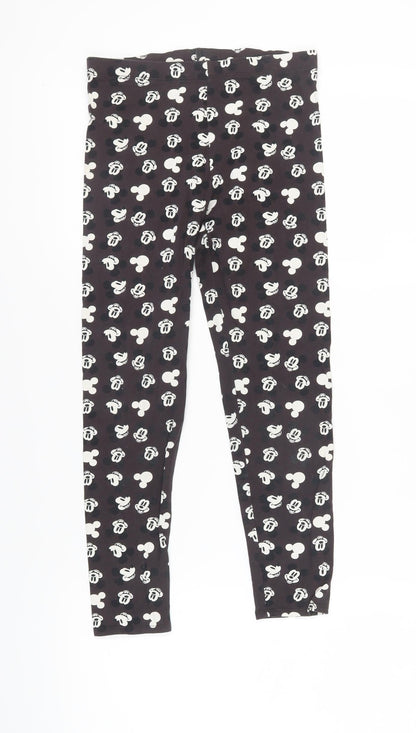 Front view of Disney girls’ black mickey leggings 12-13 years ankle-length