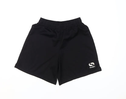 Additional front view of Sondico boys’ black athletic shorts 13y relaxed fit