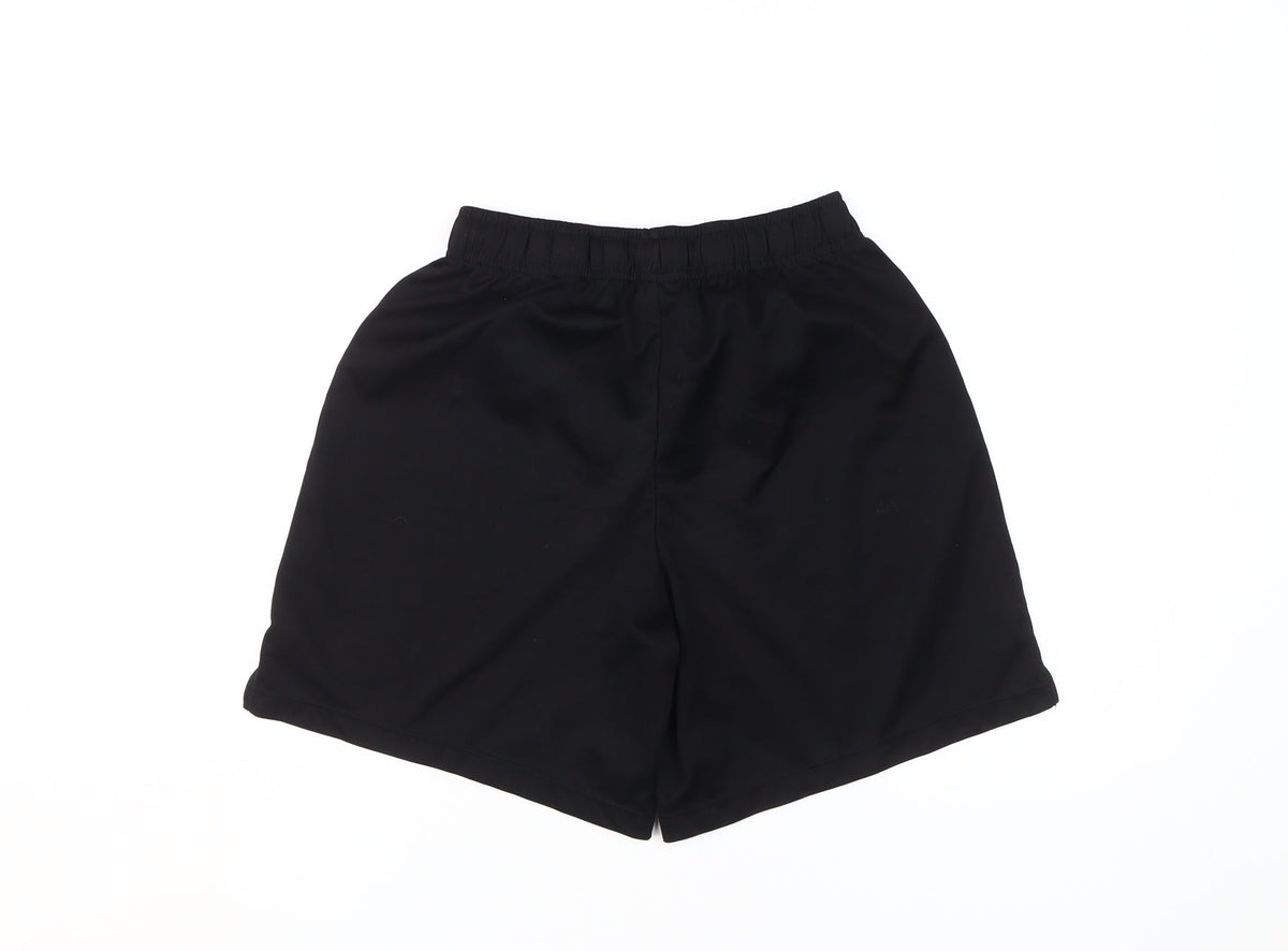 Back view of Sondico boys’ black athletic shorts 13y relaxed fit