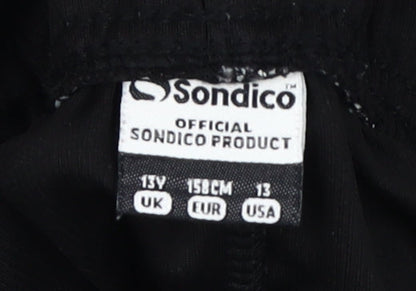 Close-up detail of Sondico boys’ black athletic shorts 13y relaxed fit