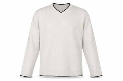 Freeport Men's Beige Pullover Jumper, Size L - Acrylic, V-Neck