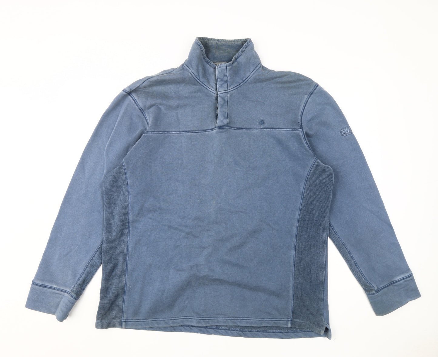 BHS Men's Blue Mock Neck Pullover Sweatshirt - M