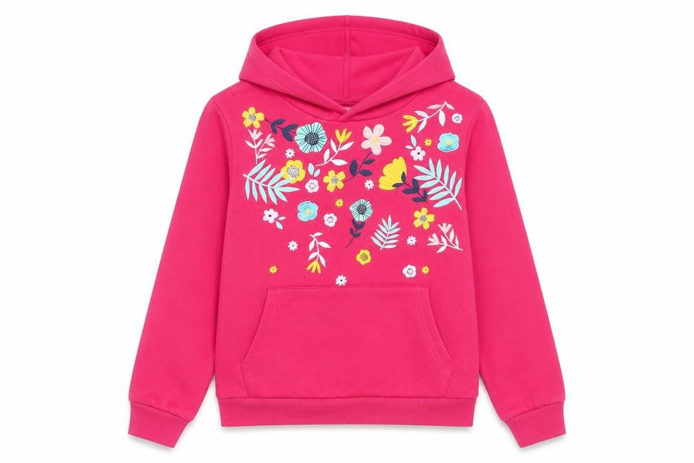 Mountain Warehouse Girls Pink Floral Hoodie, 13 Years, Pullover Style