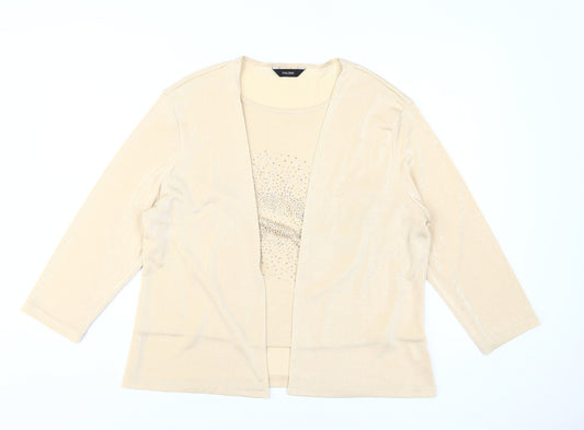 Falconi Women's Beige Blouse Size 18 Glitter Accent