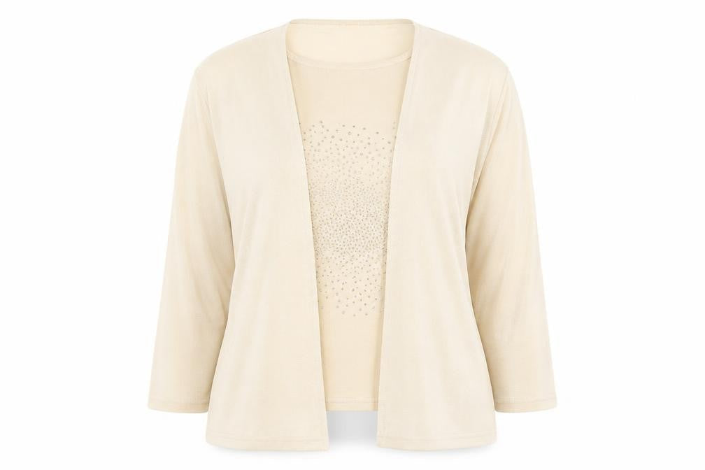 Falconi Women's Beige Blouse Size 18 Glitter Accent