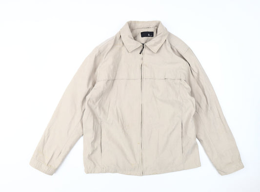 BHS Men's Beige Basic Jacket M, Casual Zip Mid-Length
