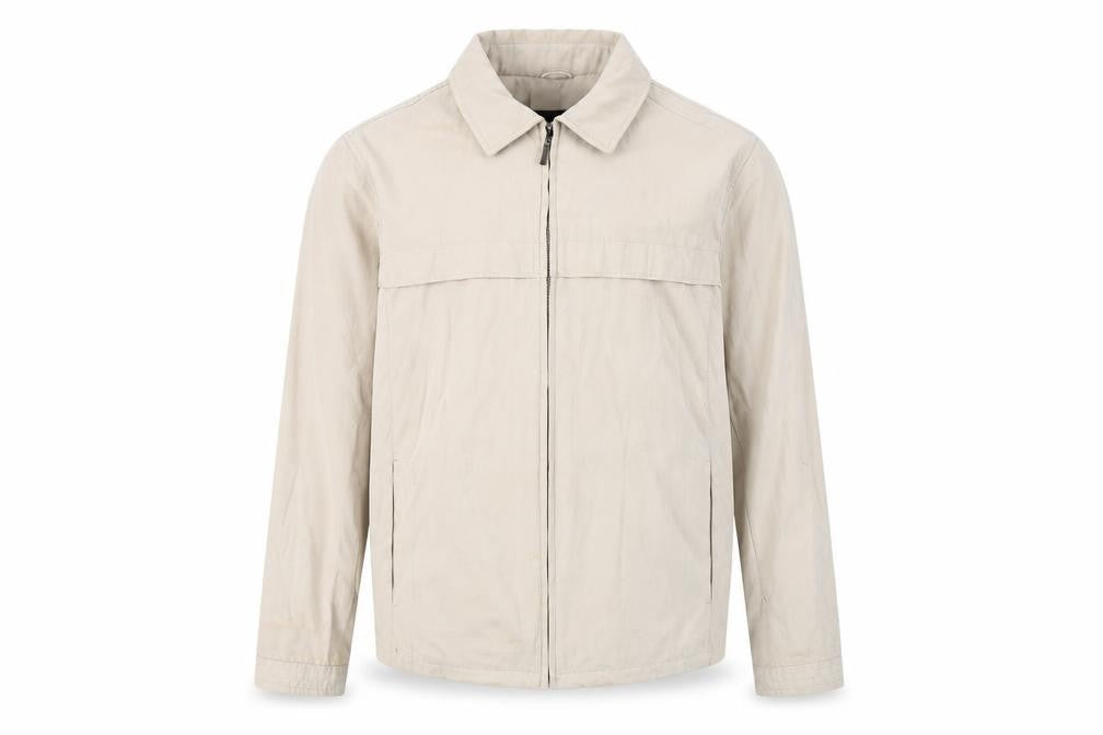 BHS Men's Beige Basic Jacket M, Casual Zip Mid-Length