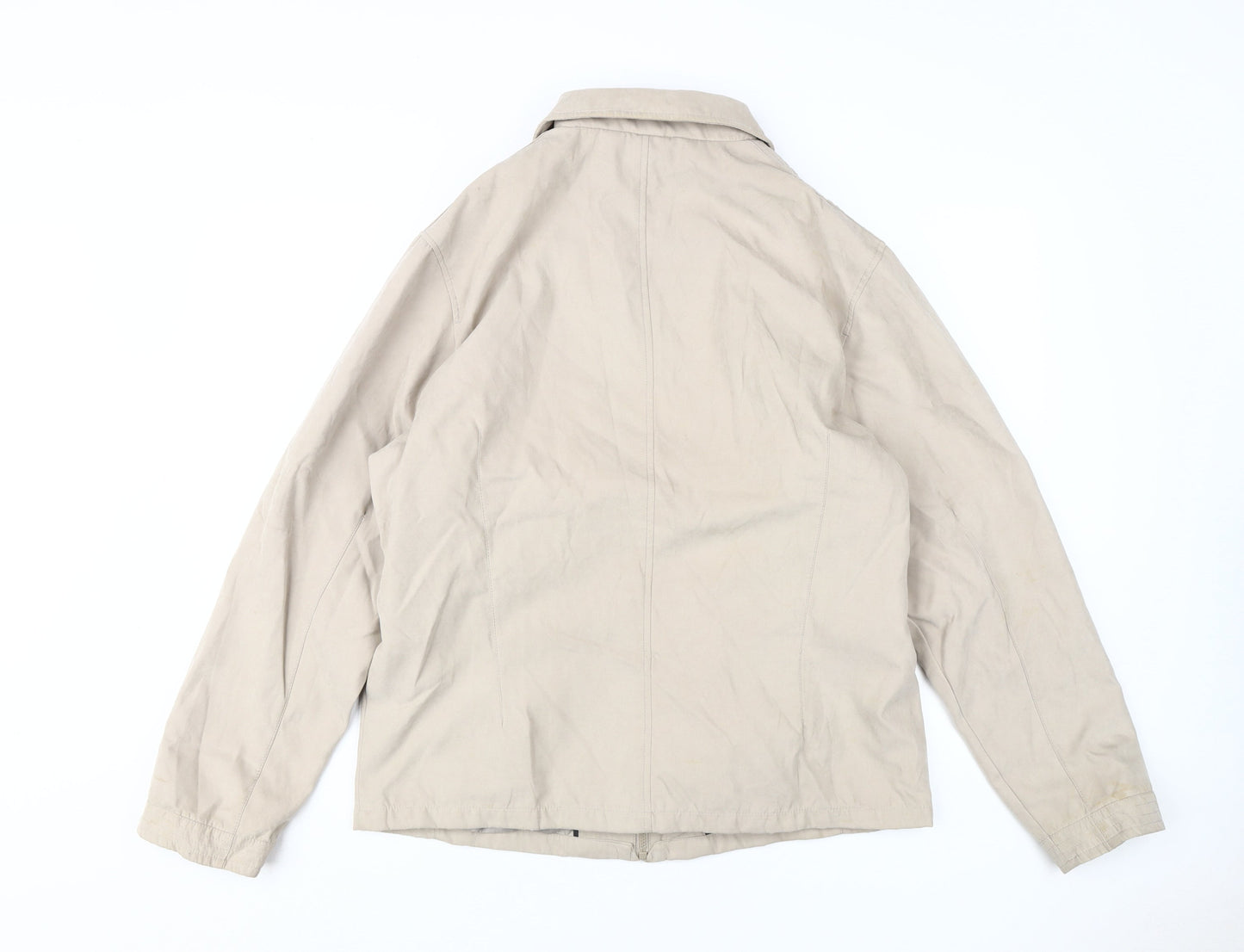 BHS Men's Beige Basic Jacket M, Casual Zip Mid-Length