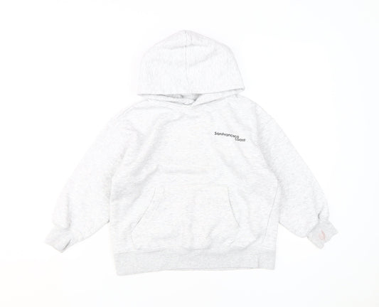 Zara Girls Grey Pullover Hoodie, 8-9 Years, Cozy Knit