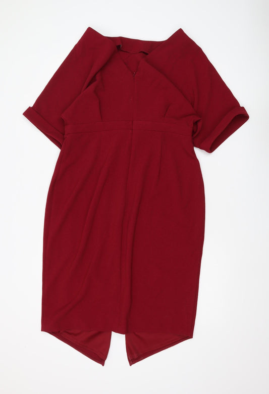ASOS Women's Red Sheath Dress Size 16 Formal