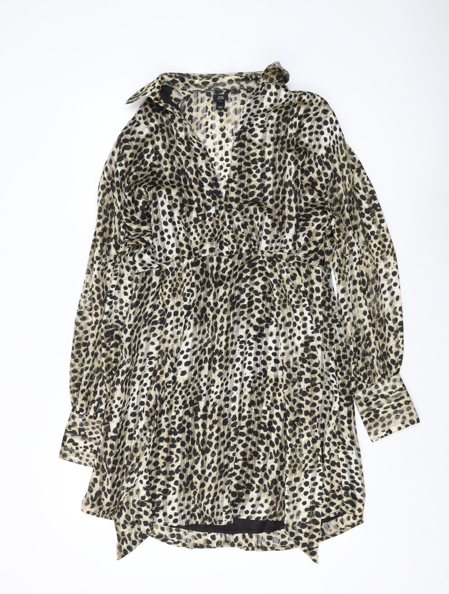River Island Women's Leopard Print Collared Dress 10