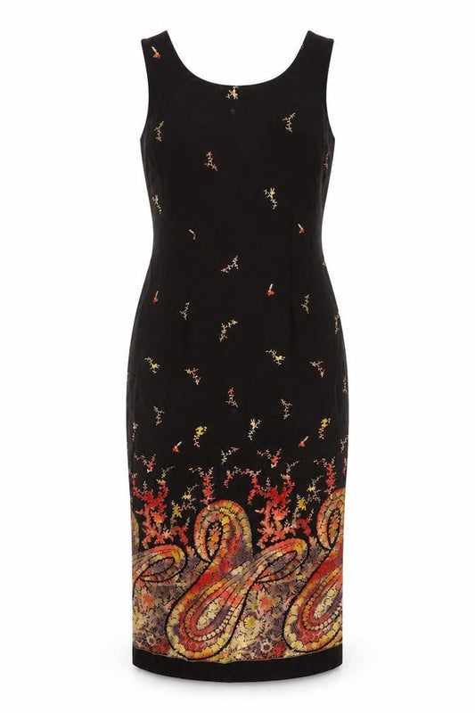 Country Casuals Women's Black Paisley Midi Sheath Dress